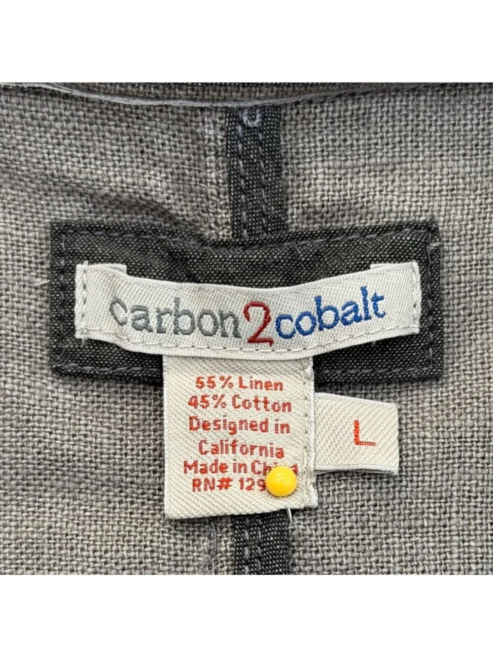Carbon 2 Cobalt Mens Size L Blazer Jacket Linen Blend Gray Unstructured Casual